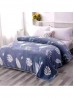 Leaf Print Embroidered Microfiber Soft Printed Flannel Blanket (with gift packaging) 